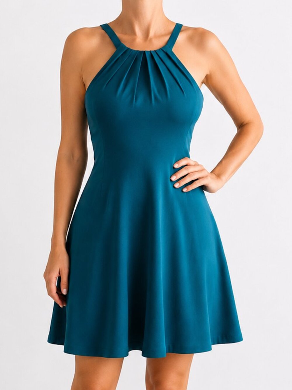 Express Teal Fit & Flare Dress Size 2 | Sleeveless Open Back Mini Dress